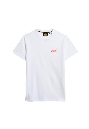 Superdry Herren Essential T-Shirt aus Bio-Baumwolle mit Logo Optik/Neonorange XL