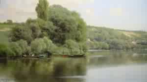 Peinture à l'huile Calm Waters at Chaponval par Emilio Sanchez Perrier 30x36