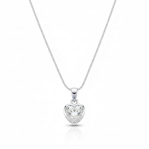 Image of Parnika 925 Sterling Silver Heart Solitaire Zircon Pendant for Women and Girls | Gift for Women n Girls | With Certificate of Authenticity | Pendant Only | Locket|