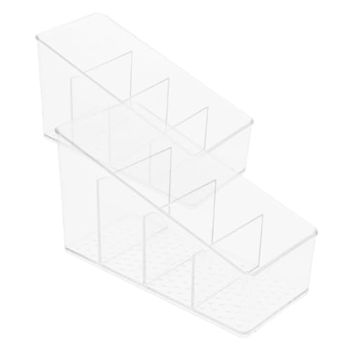 Cabilock 2pcs Tea Bag Holder Storage Organizer with 4 Compartments Plastic Tea Bag Container Box for Kitchen 7x15x8.8cm