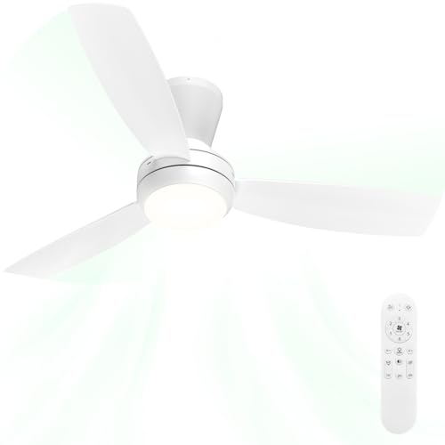 Airwit Silencieux Ventilateur Plafond avec Lumiere LED 106cm, 3 Pales à Clipser, Dimmable Lampe Ventilateur Plafond avec Telecommande pour Chambre Salon...