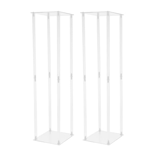 Soporte para flores de acrílico, 2 unidades, jarrón, suelo, moderno, soporte para plantas, centros de mesa, centros de mesa, rectángulos, tubos acrílicos, columna para bodas, fiestas de cumpleaños,