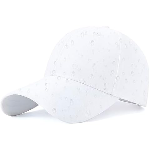 White Waterproof Quick Dry Baseball Cap for Men Women Breathable Sun Protection UPF50+ Sport Outdoor Caps Adjustable Rain Hat Cover