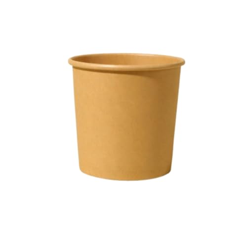Sdvieuk 蓋付き紙スープ容器 - 温かい飲み物と冷たい飲み物用の使い捨てクラフト紙フードカップ 100個パック - 電子レンジおよび冷凍庫対応厚みのある使い捨てクラフト紙ボウル包装箱食品グレードのスーププルーフテイクアウトボックス丸紙蓋付き (12オ