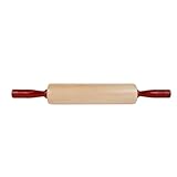 Fletchers' Mill Rolling Pin with Handles, Maple/Cinnabar - 12 inch, Professional Rolling Pins for Baking, Pasta, Pie, Cookie Dough, MADE IN U.S.A.