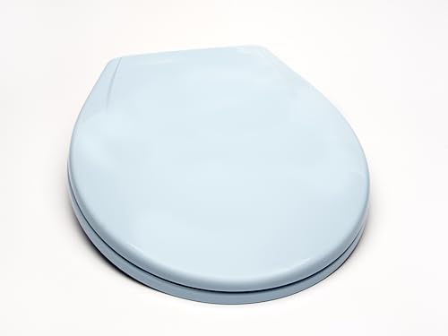Bath Décor 2Q1R6-40 Deluxe Slow Close Plastic Toilet Seat with Vari-Adjust Lok-Down R'N'C Hinge and Quik-Lok Mounting Hardware, Round, Dresden Blue