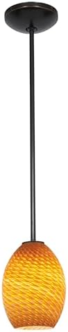 Brandy FireBird - E26 LED Rod Pendant - Oil Rubbed Bronze Finish - Amber FireBird Glass Shade