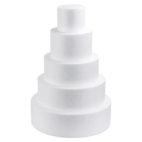 5 Tiers Foam Cake Dummies 4 6 8 10 12 White Dummy Cakes Styrofoam Sets 17.5 Inch Tall Fake Cake Dummy Cake for Wedding Cake Supplies Decorating Birthday Wedding Display