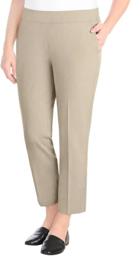Hilary Radley Women's Pull-on Dress Pants, 4-Way Stretch, Elastic Waist, Front Pockets