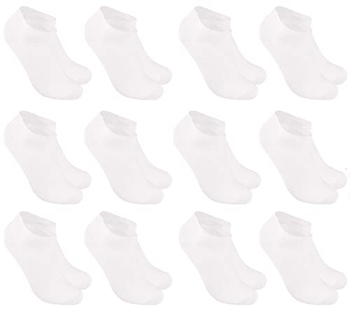 Poligono Chaussettes de Sport pour Hommes et Femmes, Socquettes en Coton élasthanne, Adaptées au Travail, à la Maison et aux Sports, Paquet de 12, Blanc, EU 35-40 Cover