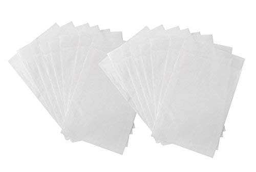 100 małych białych mini torebek papierowych o wymiarach 4,5 x 6 cm z klapką 2 cm, na imprezę, prezent lub prezent.