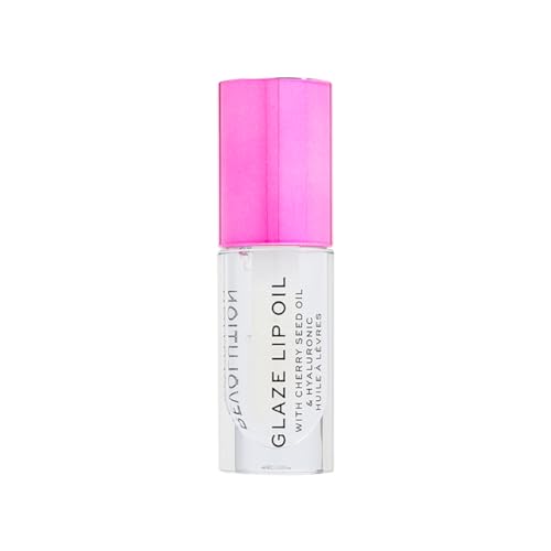 Image of Revolution Beauty, Glaze Lip Oil, Hydrating & Nourishing Formula, Infused with Vitamin E & Hyaluronic Acid, Lust Clear, 4.6 ML