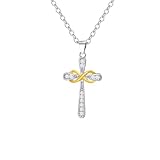 NINMQCFVG Collar colgante de cruz de amor infinito para mujeres Diseño de lujo collar de zircón para mujeres joyería de boda conmemorativa femenina