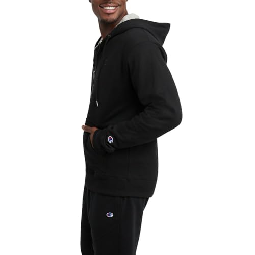Champion Men's Full-Zip Fleece Hoodie, Standard Fit, Midweight, C Logo, Available in Regular and Big & Tall, Black - C Logo, X-Large by Champion - Image 4