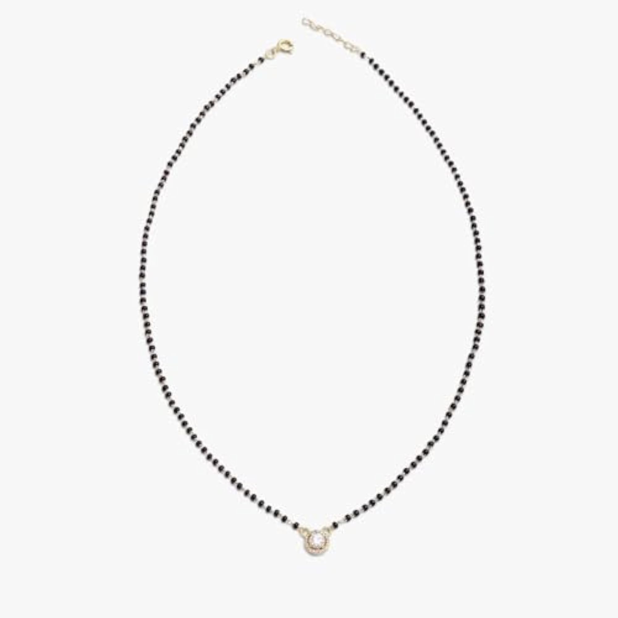 Women's Gold Plated Round Shaped AD Silver Mangalsutra, Gift for Her