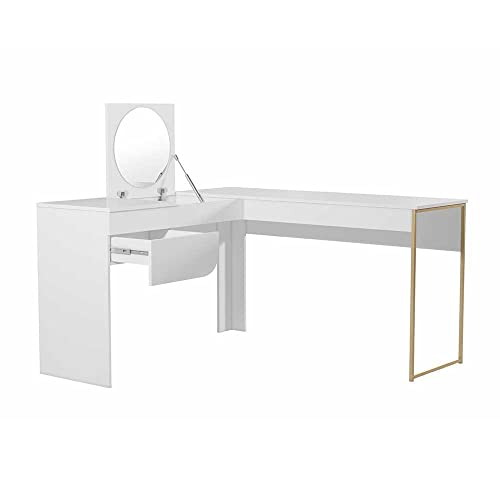 Escrivaninha Penteadeira Camarim de canto Alexa Branco Fosco - Mobler