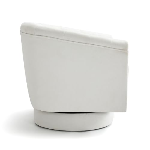 Sillón giratorio curvo tela blanco marfil miniatura 6