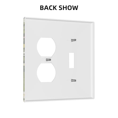 Decorative Outlet Covers Funny Cute Black Cat Colorful Flower Green Plant 2 Gang Wall Plate Cover Single Toggle Duplex Combo Two Switch Light Switch Cover Plate Dual GFCI Faceplate