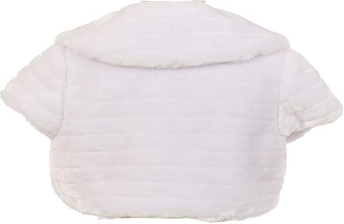 BluNight Collection Little Girls Short Sleeve Collar Pearl Button Faux Fur Flower Girl Bolero2