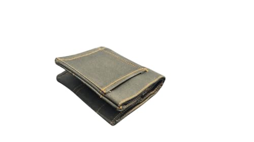 Image of Men's Denim Wallet - Slim Bifold Mini Jeans Style Fabric Wallet with Pocket | Lightweight Compact Card Holder & Cash Organizer | Casual Blue for Men Unisex (Military Green)