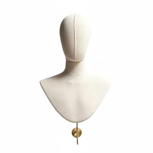 Busto maniquí de pared con gancho metálico expositor beige claro de ropa 2