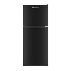 Frestec 12.1 CU’ Refrigerator with Freezer, Apartment Size Refrigerator Top Freezer, 2 Door Fridge with Adjustable Thermostat Control, Freestanding, Door Swing, Black (FR 1202 BK)