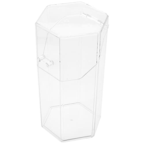 Acrylic Makeup Brush Holder Organizer with Lid Pencil Storage Bucket Comestic Box for Bathroom Bedroom, Transparent, 11X10X20.7CM