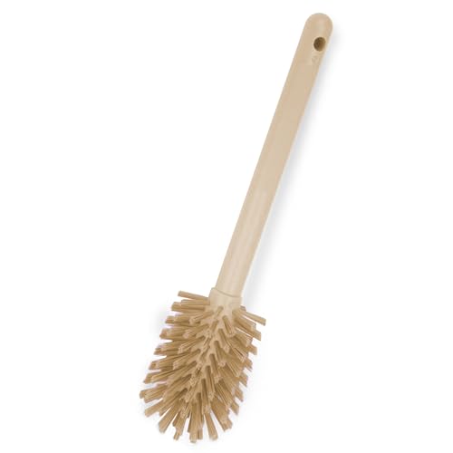 SPARTA Large Water Bottle Brush Ideal for Wide-Mouth Jars, Bottles and Tumblers, Dishwashing Tool with Handle for Home and Commercial Kitchens, Plastic, 12 Inches, Tan, (Pack of 6)