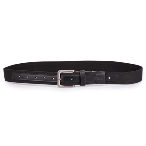 Cinto Masculino Esportivo Couro Legítimo/elástico Ajustavél (EG (serve calça do 54 ao 56), Preto)