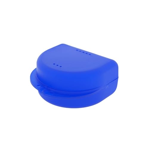 Dr. Bauers Zahnspangenbox KFO-Dose Hygienische Aufbewahrungsbox für Zahnspangen Prothesen mit Luftlöchern (blau 4 10cm hoch)