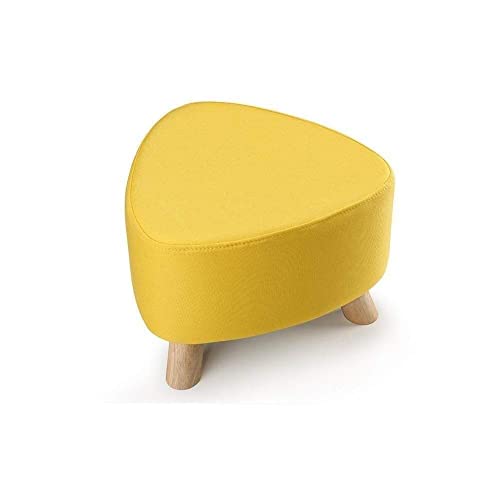 Tabouret en bois massif au design tripode épuré et teinte jaune