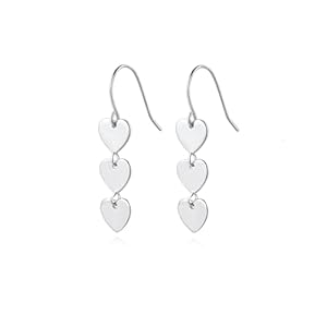 Reffeer Solid 925 Sterling Silver Love Heart Drop Earrings for Women Teens Sweet Heart Dangle Earrings Hook Earrings