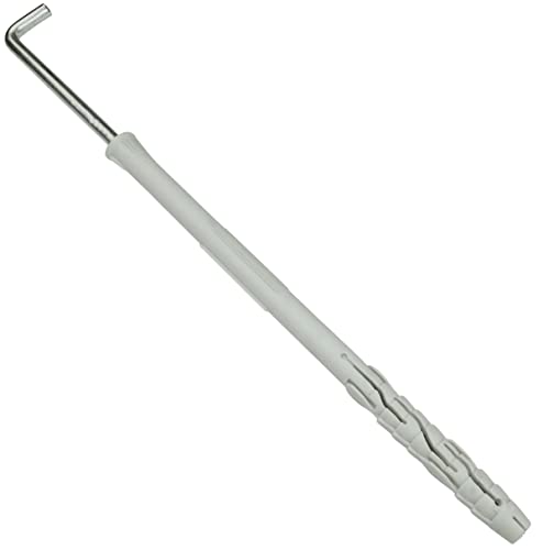 AERZETIX - C57629 - Set di 10 tasselli universali Ø10x180mm in plastica + 10 ganci tipo L a sospensione per avvitare Ø7x190mm in acciaio - per legno calcestruzzo mattoni pieni muratura