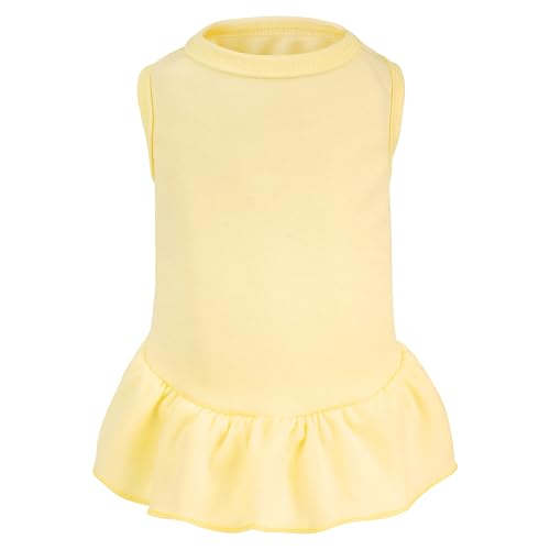 Dog Dresses Cat Skirt Solid Color Dog Clothes Summer Sleeveless Puppy Girl Clothes for Small Pet Dogs Cats (Yellow, Medium)