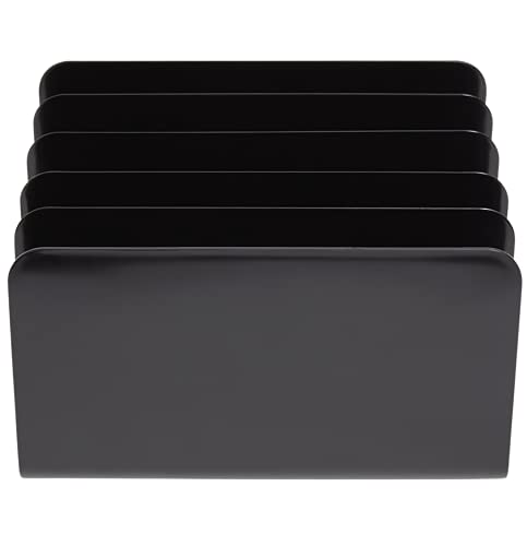 1Intheoffice Inclined File Organizer Desktop, Desk Organizer File Sorter, Plastic Incline Desktop File Sorter, 5 Compartments, Black #TOP5