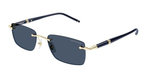 Montblanc Herrenbrille Gold/Blau/Blau 54