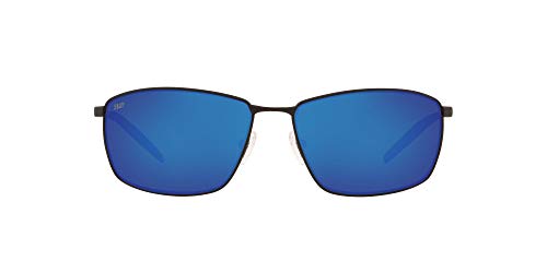 Costa Del Mar Men s Turret Polarized Rectangular Sunglasses, Matte Black Blue Mirrored Polarized-580P, 63 mm