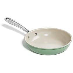 Redchef Ceramic Non Stick Egg Pans, Nonstick Frying Pan Skillet, 8 inch Cooking Pan Non Toxic with Stay Cool Handle for Induction, PTFE & PFAS & PFOA Free, Dishwasher/Oven Safe (Green)