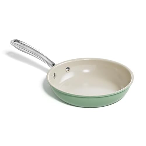 Redchef Ceramic Non Stick Egg Pans, Nonstick Frying Pan Skillet, 8 inch Cooking Pan Non Toxic with Stay Cool Handle for Induction, PTFE & PFAS & PFOA Free, Dishwasher/Oven Safe (Green) 8 Inc