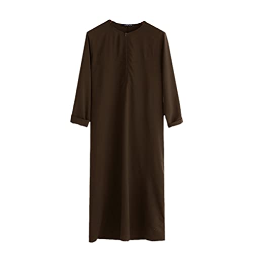 Caftan musulman arabe marron à manches longues zippé taille XL