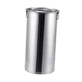 IEEDFJKK Jarra de leche única, cubo de hielo para guardar bebidas heladas, tés y bebidas en fiestas o reuniones al aire libre. Cubo acero inoxidable con tapa y doble asa, Plata, 22x40cm15L
