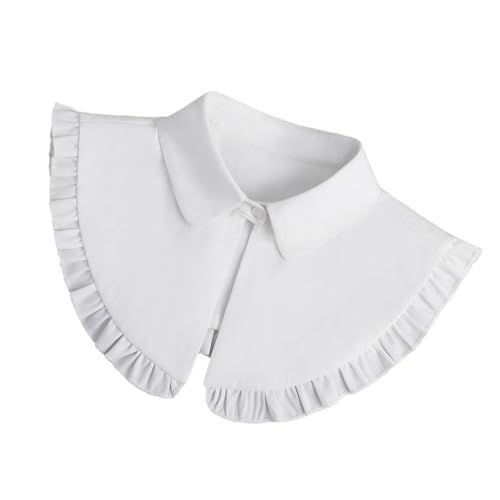 Women Lightweight Detachable False Collar Shawl Scarf Lapel Collared Neckline Ruffled Trim Decorative Small Capelet