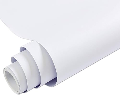 Image of WISDOM White Matte Wallpaper Self Adhesive Peel and Stick Contact Paper Waterproof Vinyl Wallpaper for Kitchen Cabinets, Furniture & Home Decor (24 x 150, White Matte Wallpaper)