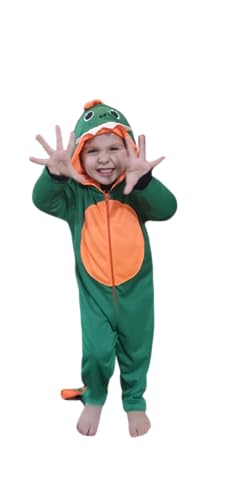 Fantasia Dinossauro Infantil Criança Longo Verde Luxo Unissex Macacão Kigurumi Pijama (TAM 02 veste