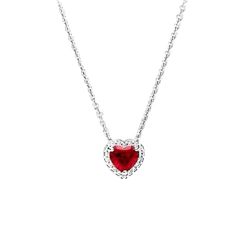 Heart Necklace Heart-Shaped 925 Sterling Silver Elevated Red&Pink&Blue&White Heart Necklace Lover's Holiday Gift Jewelry2