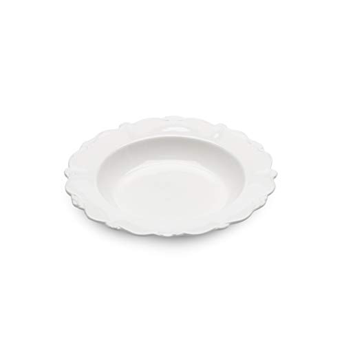 Cj 6 Pratos Sopa de Porcelana Alto Relevo Rojemac Branco 21 Cm