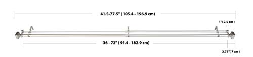 Image of amazon basics 1 inchW Double Extendable Tension Curtain Rods With Square Finials Set, 36 inch To 72 inch, Nickel