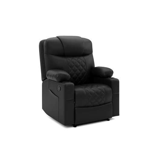 Image of Amazon Brand - Solimo Dreamsit | Single Seater Sofa Recliner | Manual Recliner (Leatherette Black)