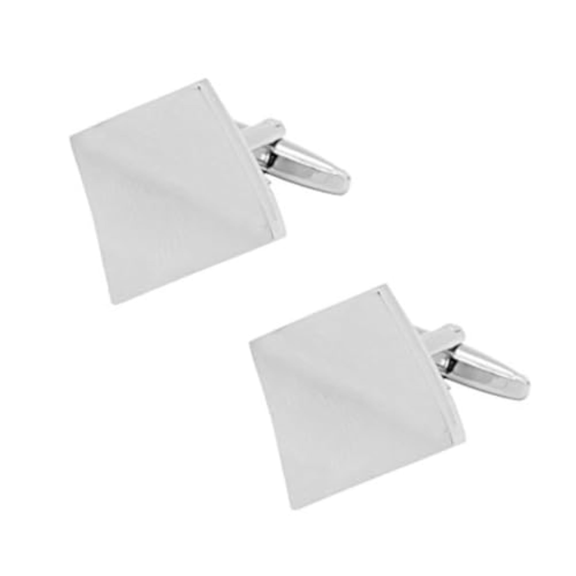 Men's Silver Square Curved Cufflinks, Elegant Gift