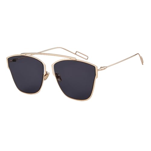 Lunettes de soleil femmes de luxe verres miroir finitions or